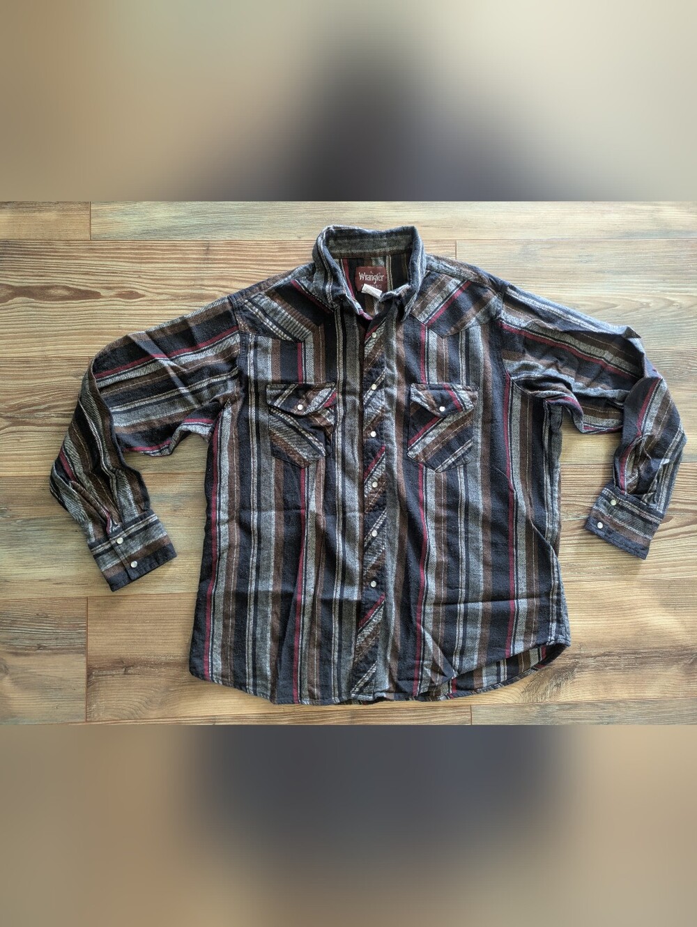 Wrangler Western XL Long Sleeve Snap Button Long Sleeve Cotton Collared Shirt